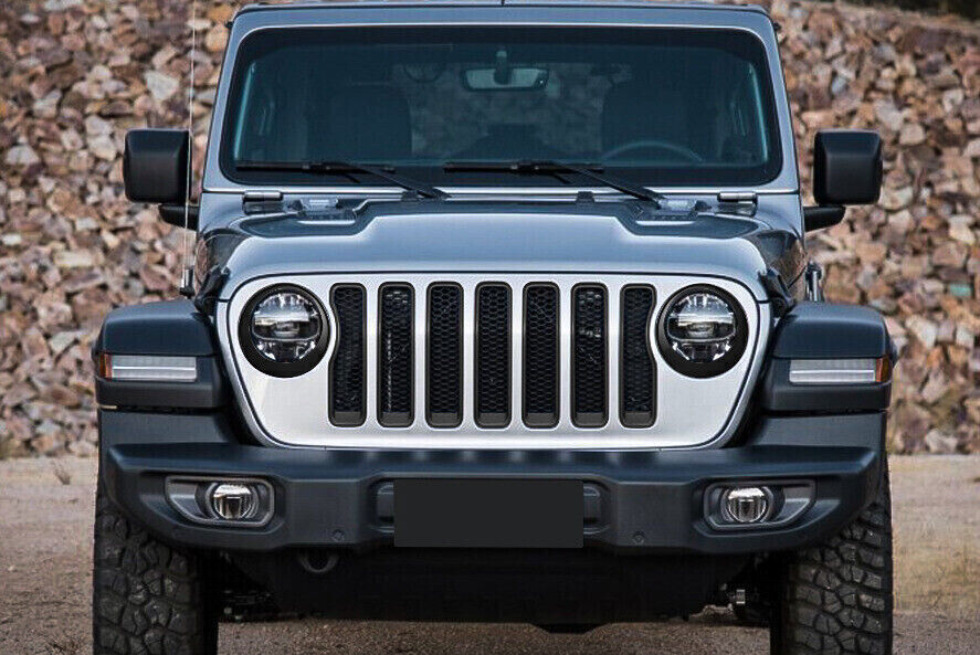 for Jeep for Wrangler JL JT 2018+ Black Front Headlight RingGrille Insert Cover 9x