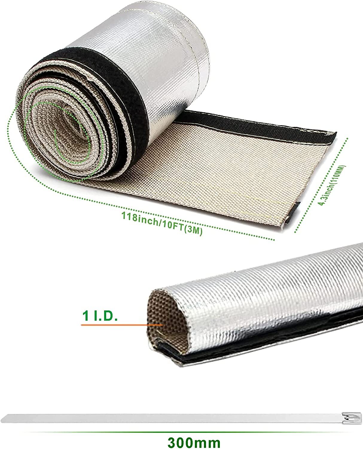 Aluminized Heath Heat Wrap Wire Shield Sleeve1ID Wire Heat Insulation