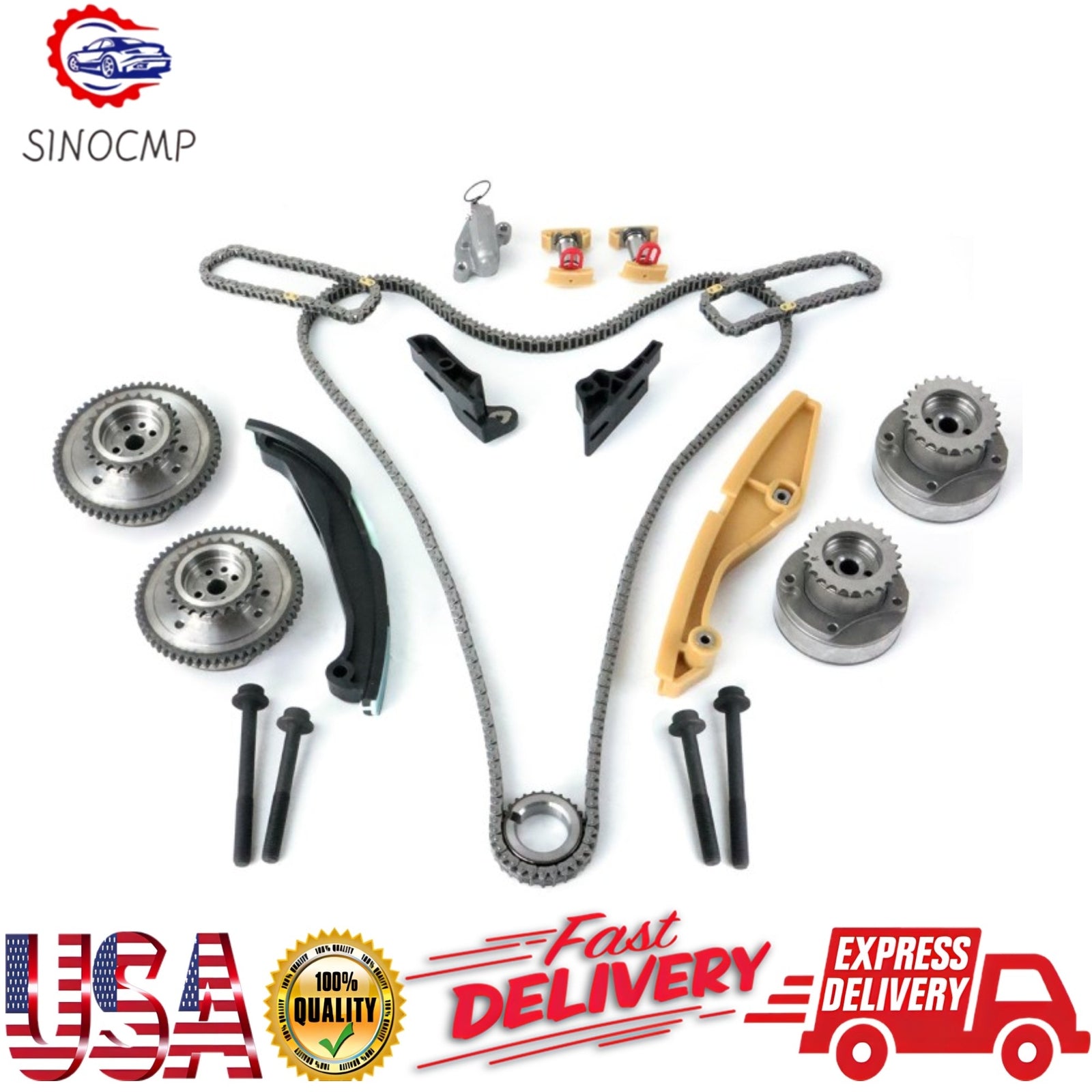 Engine Timing Chain Kit Cam Phaser VVT AT4Z6K255A Fits for Edge Eplorer F150 US
