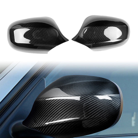 Black Carbon Fiber Side Mirror Cover Trim for BMW E90 E91 3 Serie 2005-2012