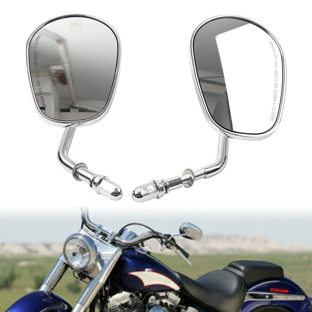 Chrome Teardrop Short stem Rearview Side Mirrors for Harley Electra Glide FLHT Q