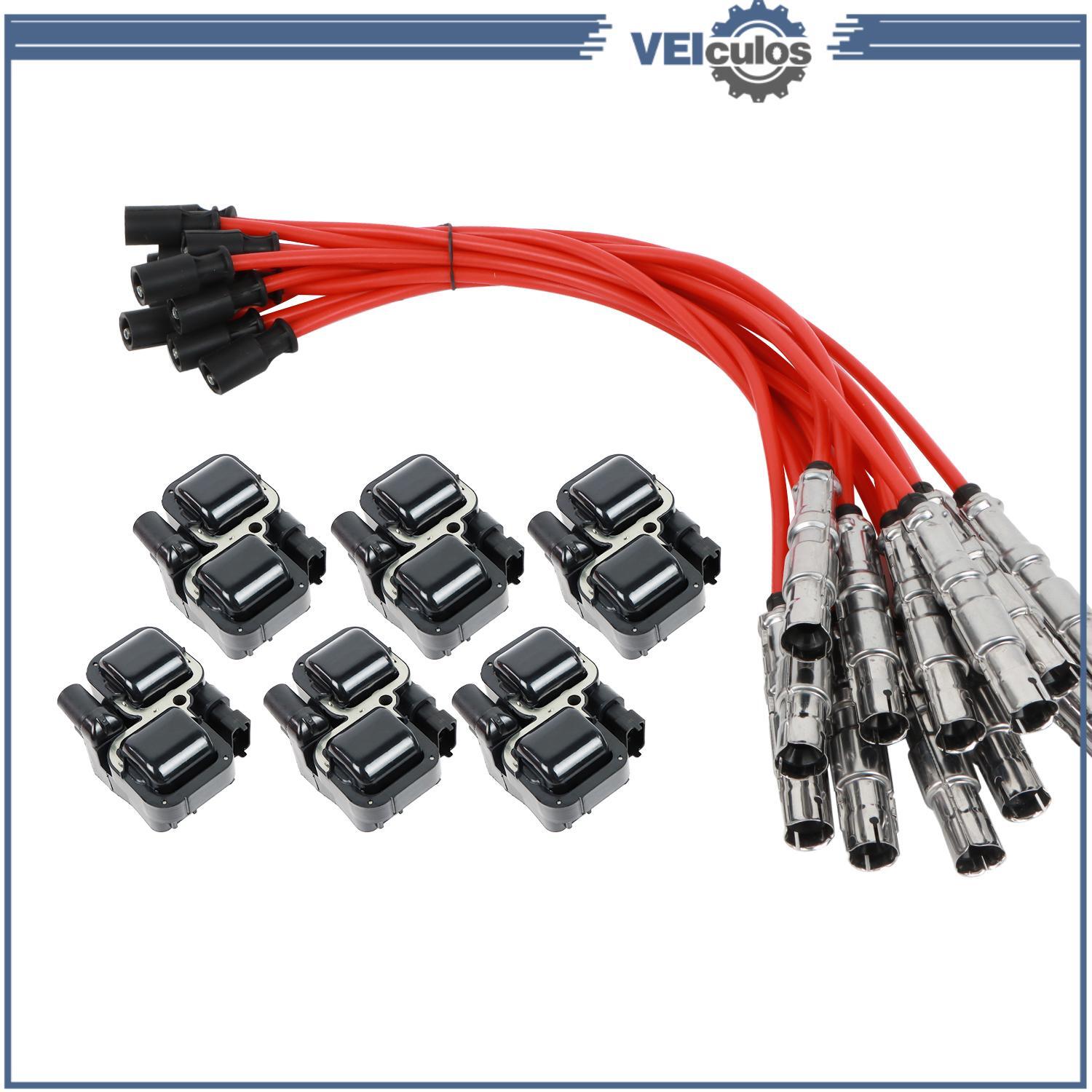6pcs Spark Coils  12Pcs Plug Wire Sets for Mercedes-Benz C CL CLK ML Class