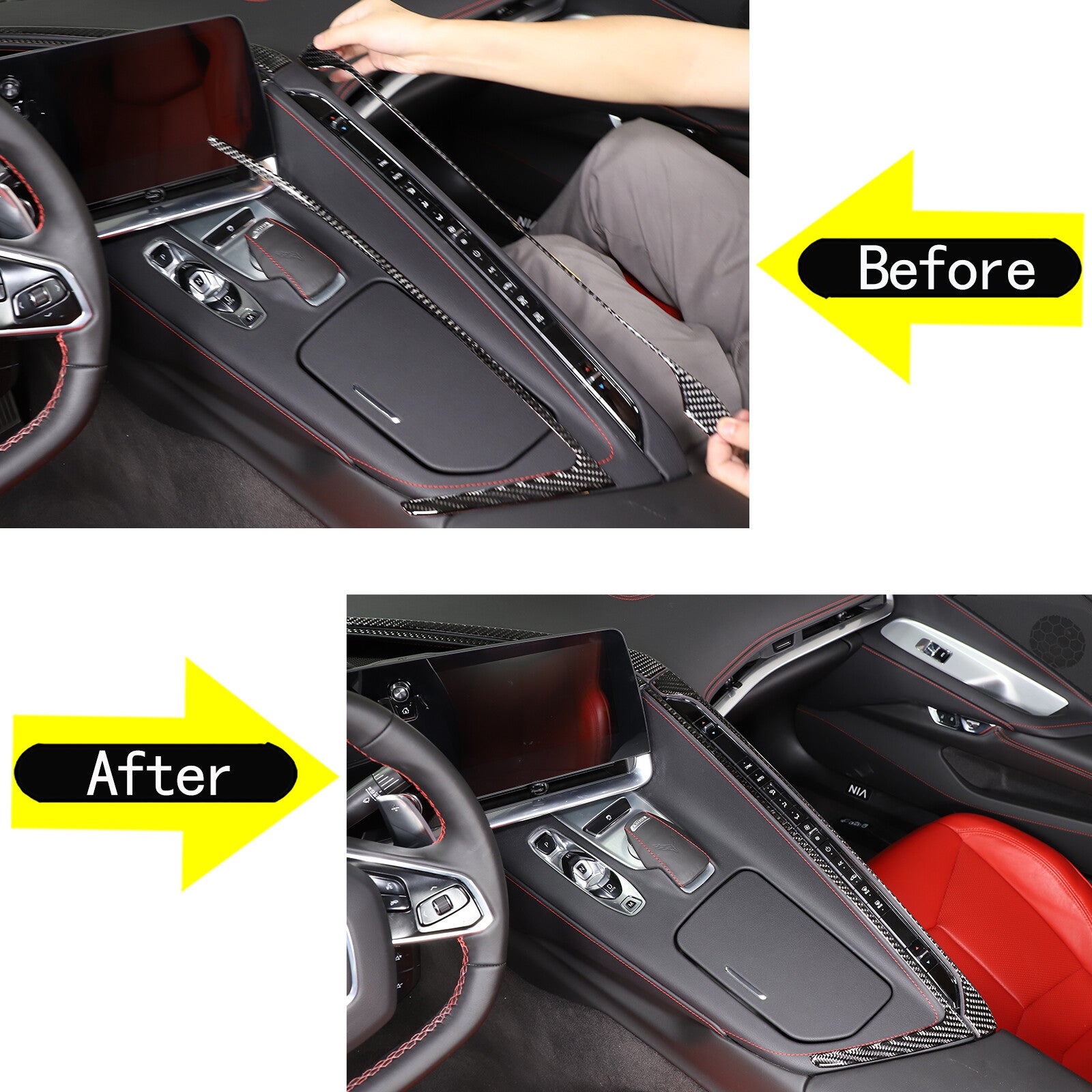 Red Carbon Interior Door Strip Trim Decal for Subaru Crosstrek 2023-2024 2 pcs- v