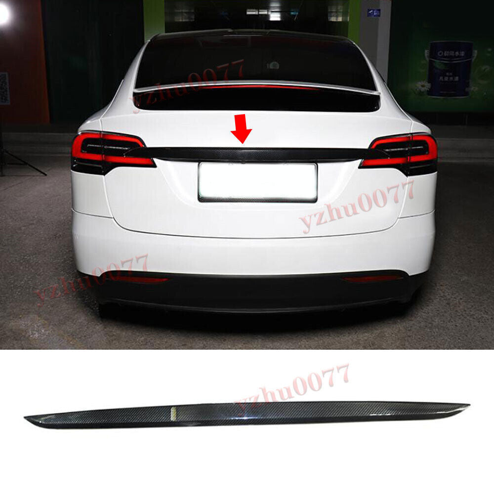 For Model X 2016-2021 Carbon Fiber Rear Door Trunk Lid Cover Trim 1pcs n