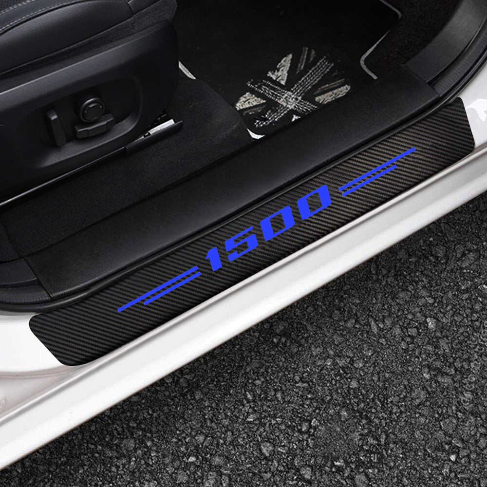 4-Piece Set of for Ram 1500 Carbon Fiber Leather Blue Door Window Panel Protectors n