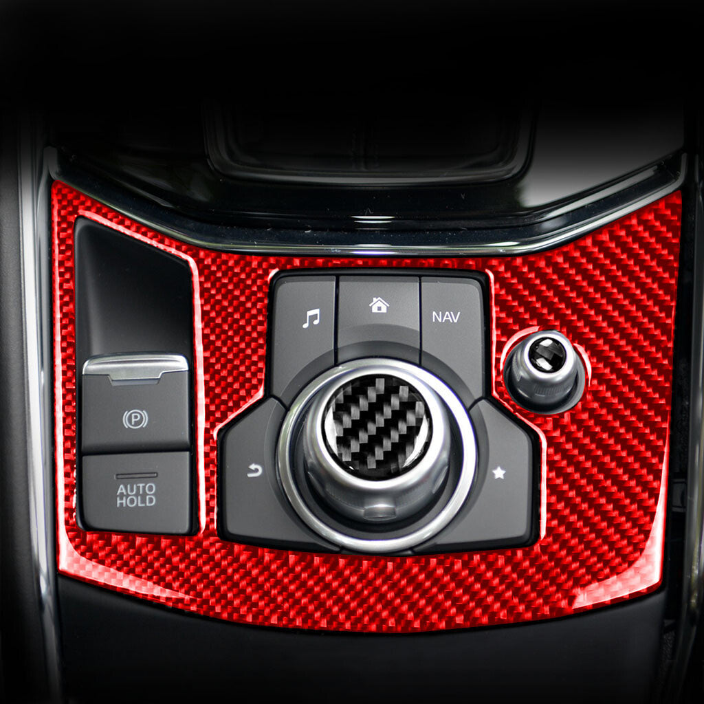 Red Carbon Fiber Control Electronic Handbrake Panel Cover for Mazda CX-5 2017-21