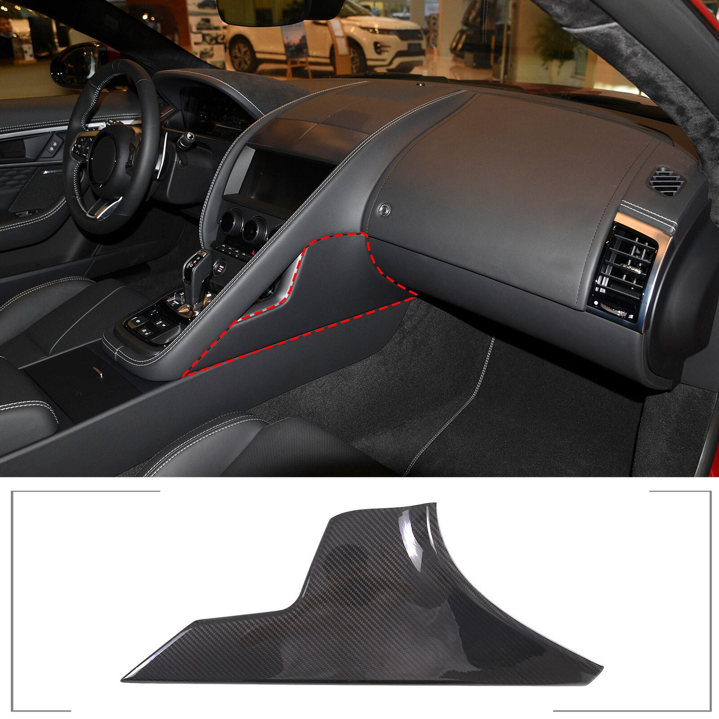 Carbon fiber center control right-side trim panel for Jaguar for F-Type 13-22- n