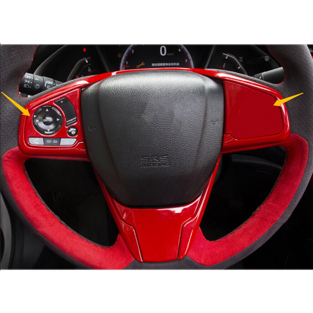 Steering Wheel Button Frame Trim 2 Fit for Honda for Civic 10th 16-2021 Bright Red