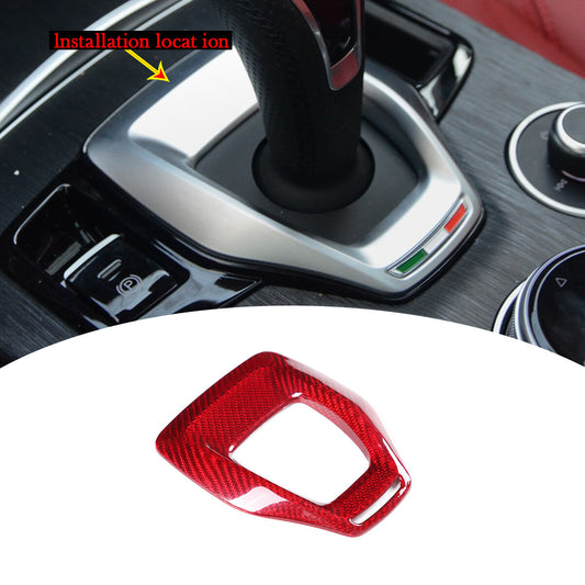 Red carbon fiber gear shift cover for Alfa Romeo Giulia / for Stelvio 2020-22- n
