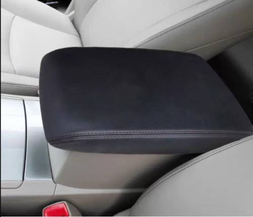Black leather console armrest box panel cover for Toyota Highlander 2008 - 2013
