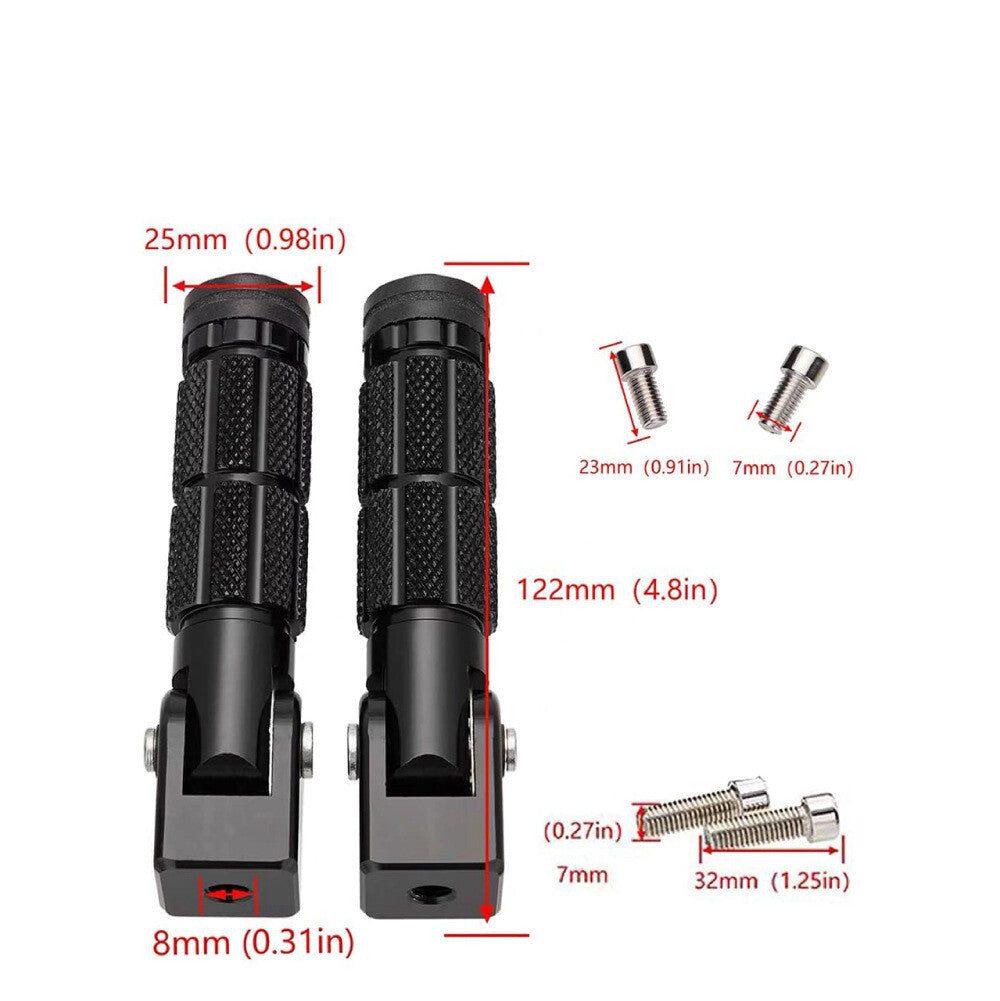 2pcs M8 Motorcycle Foldable Foot Peg Pedal Kit 90 Degree Fixed Folding Anti-Skid Q