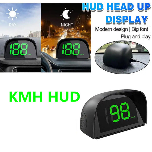 KMH Car HUD Head Up Display GPS Digital Speedometer Green Big Font Speed Meter