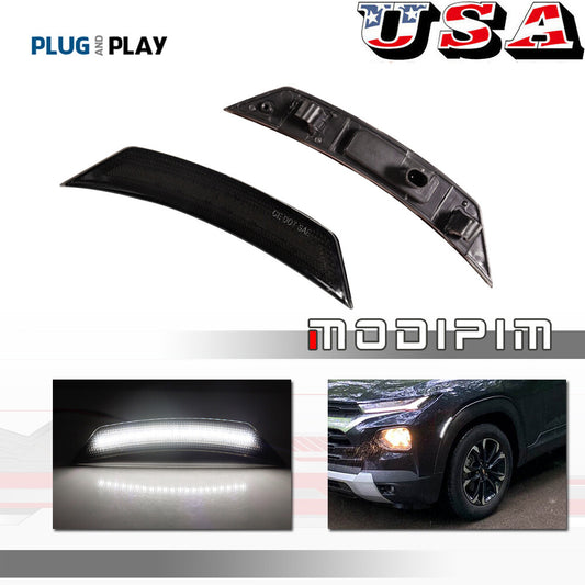 Smoked Front Corner Marker Reflector White LED Lights for 21-22 for Trailblazer - v