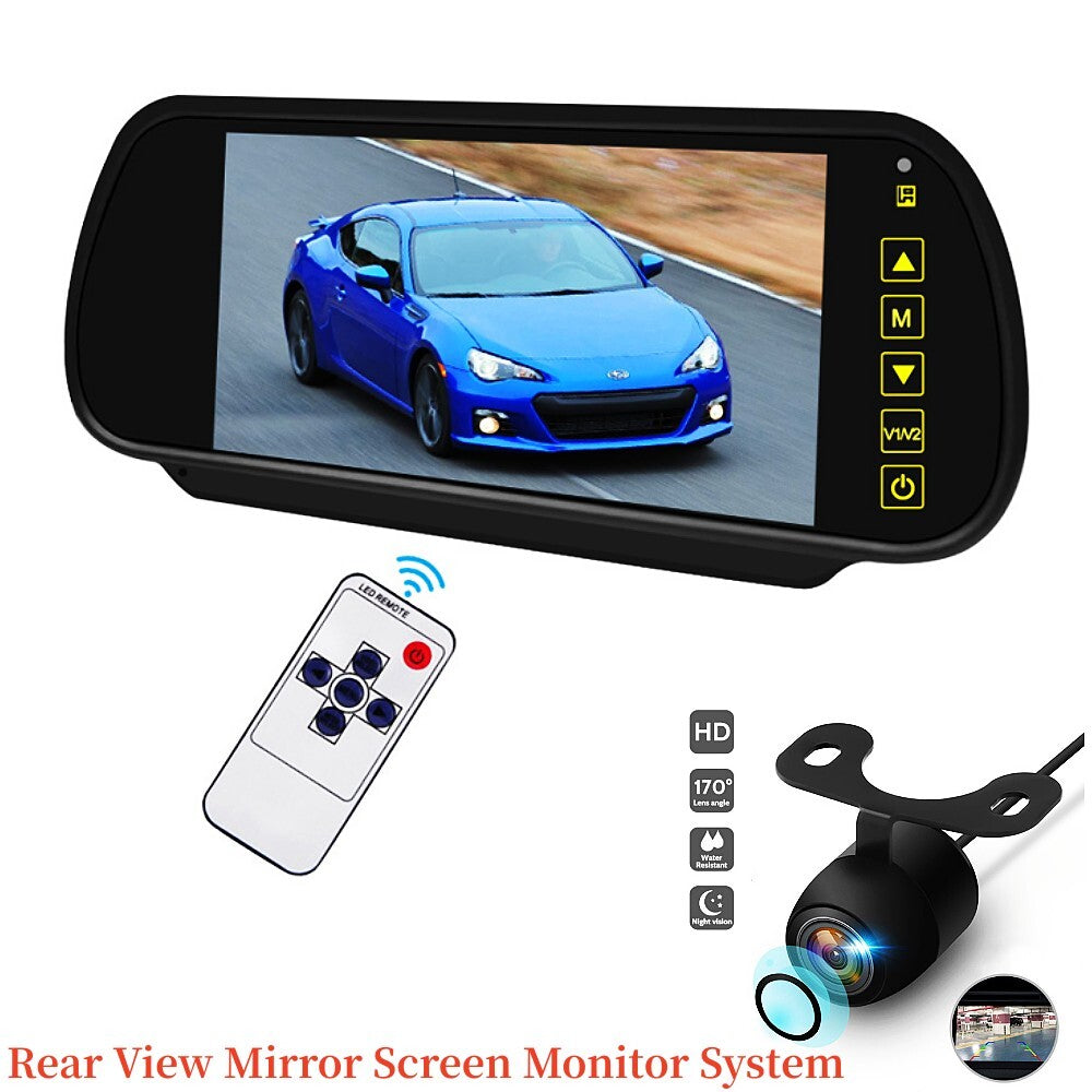 7-inch LCD car rearview mirror screen monitoring system + night vision backup camera - n