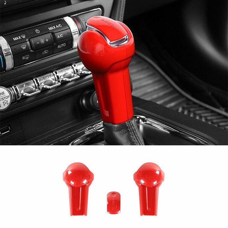 Fit for Ford for Mustang 2015-2022 Paint Red Gear Shift Knob Shifter Lever Trim 3PCS