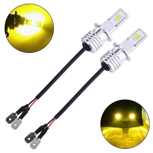 2Pcs H3 LED Fog Light Bulb Conversion Kit Super Bright Yellow DRL Lamp 3000K 80W v
