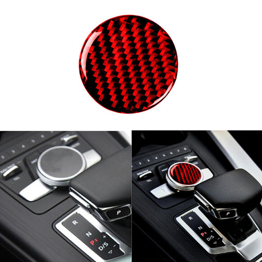 Red Carbon Fiber Interior Radio Console Knob Cover Trim for Audi for A4 B9 2017-2019