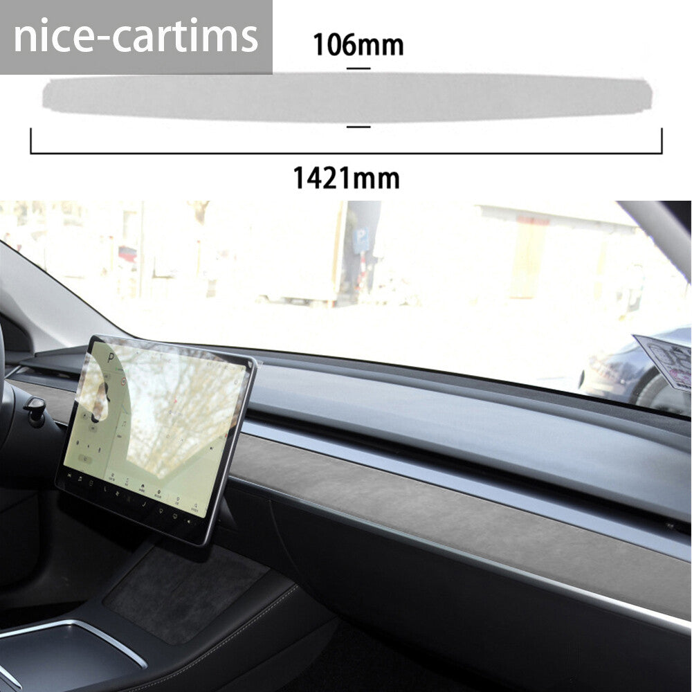 Soft Suede Gray Central Control Dashboard Panel Cover for Tesla Model 3 /Y 2020+