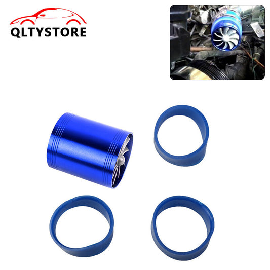 Car Air Intake Turbonator Double Fan Universal Turbine Gas Fuel Saver Turbo Blue