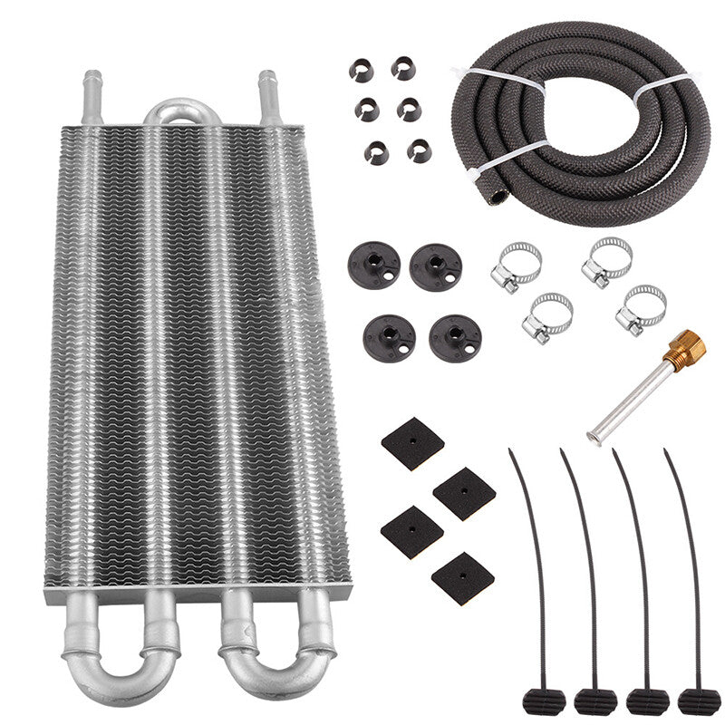Universal 5/16 Transmission Oil Cooler Kit 4 Row/4 Pass Tube and Fin Oil Silver