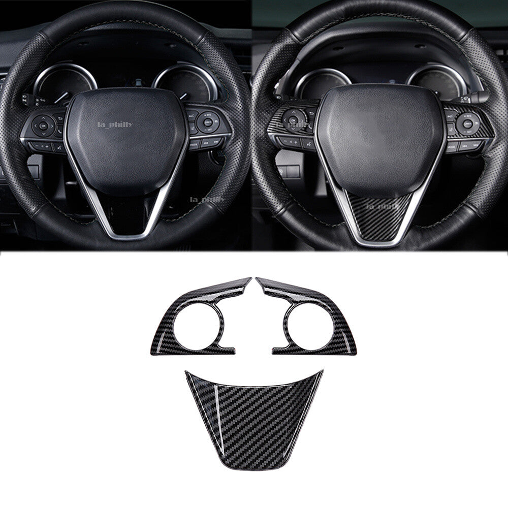 3xFor 2018-2020 for Toyota for Camry Carbon ABS Fiber Interior Steering Wheel Cover Trim