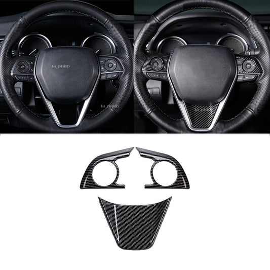 3xFor 2018-2020 for Toyota for Camry Carbon ABS Fiber Interior Steering Wheel Cover Trim