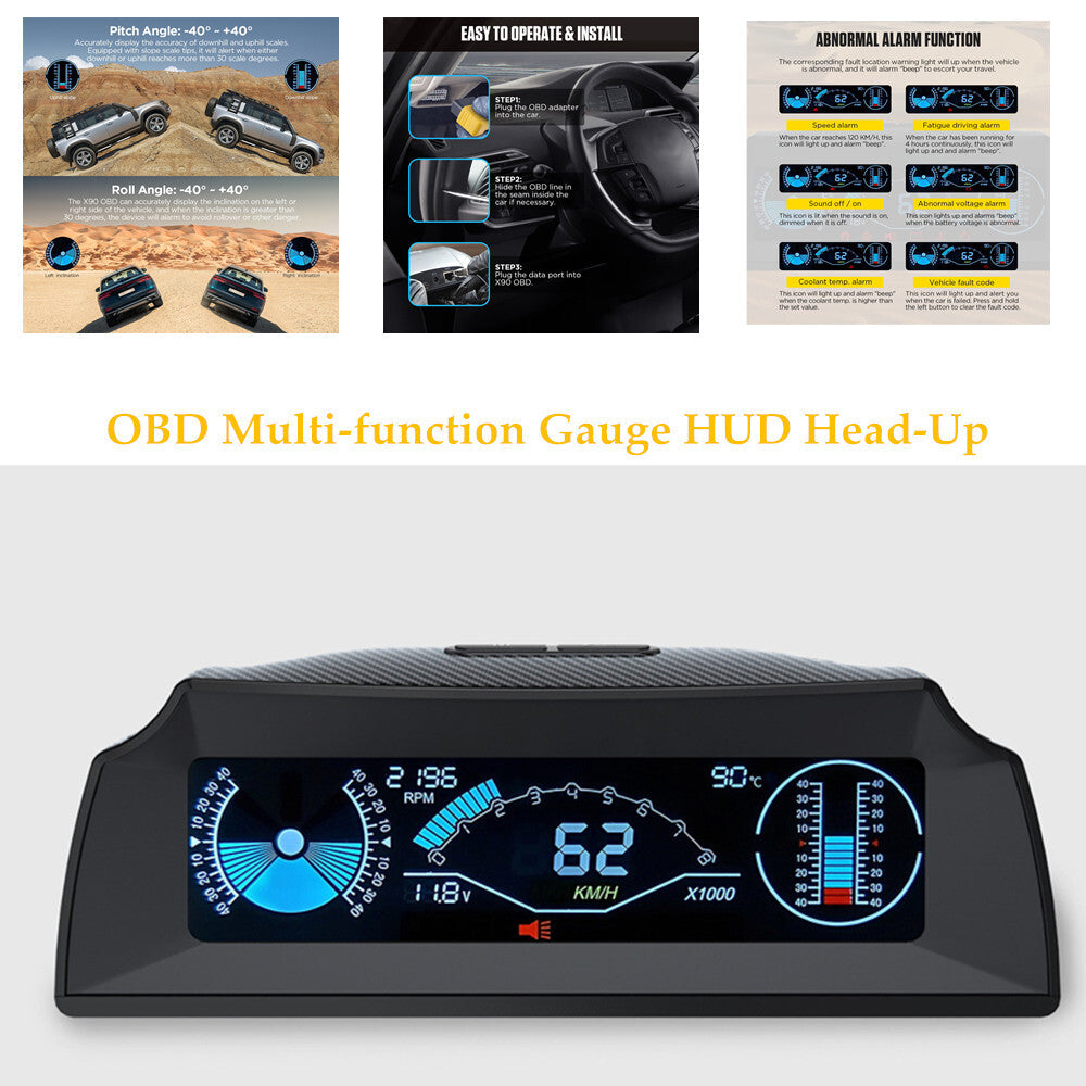Car OBD Multi-function Gauge HUD Head-Up Digital Speedometer Slope Display Part v