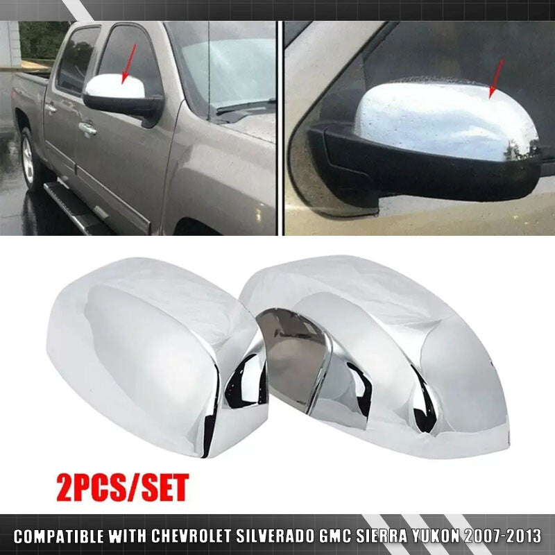 2PC Chrome Mirror Cover Caps For Silverado Tahoe Suburban for GMC for Sierra for Yukon 07-14