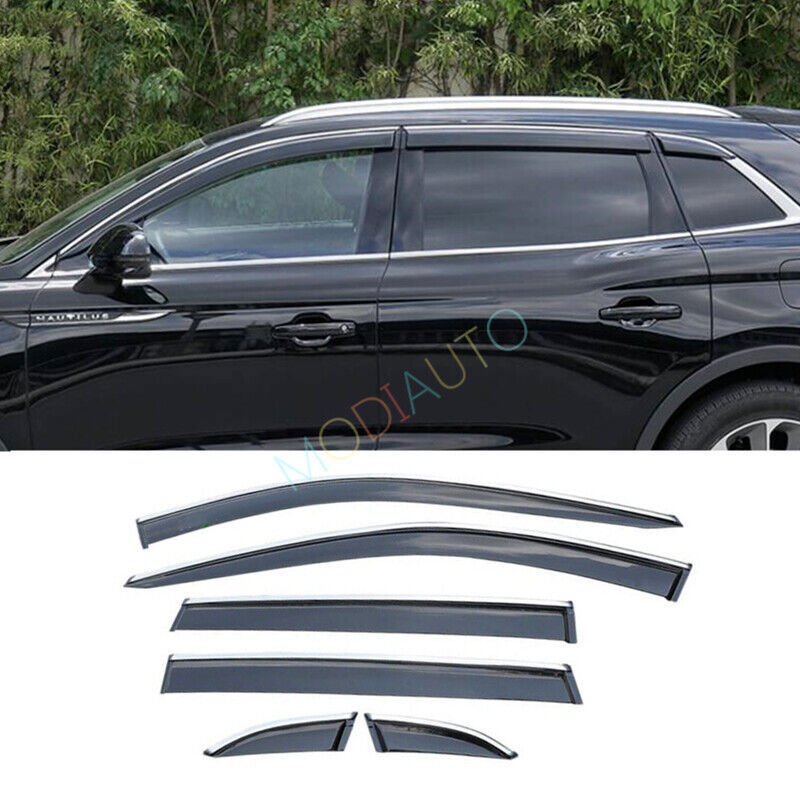 Chrome  black Window Visor Vent Shades Sun Rain for Lincoln Nautilus 2019-2023