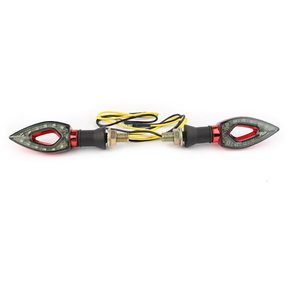12 LED Turn Signal Light Indicator Blinker Lamp Amber Motorcycle Red Housing