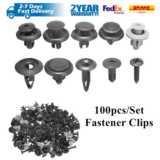 100PCS 10Typ Plastic Rivets Screw Set Fender Fastener Clips Car Bumper Inner