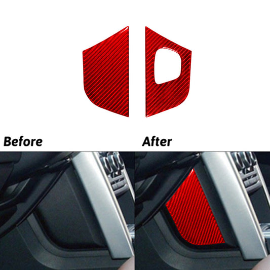 2x Red Carbon Fiber Interior Decor Door Handle Cover Trim For 2012-2015 for Fiat 500 v