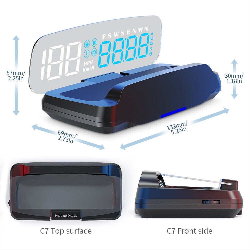 Digital Car HUD GPS Speedometer Head Up Display MPH KMH Compass Overspeed Alarm. n