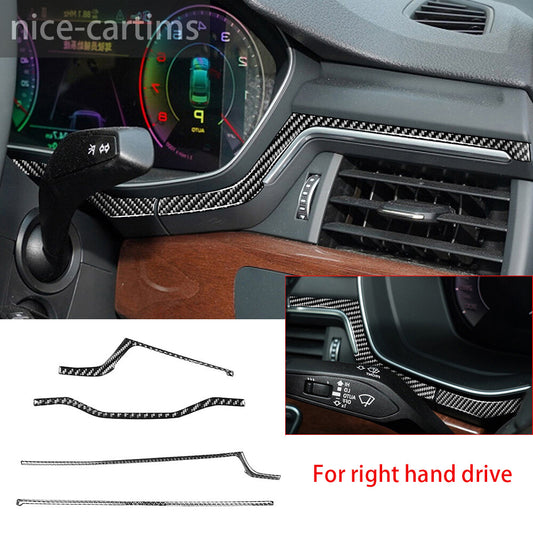for Audi A4 A4L B9 2017-19 RHD Center Console Dashboard Panel Cover Carbon Fiber