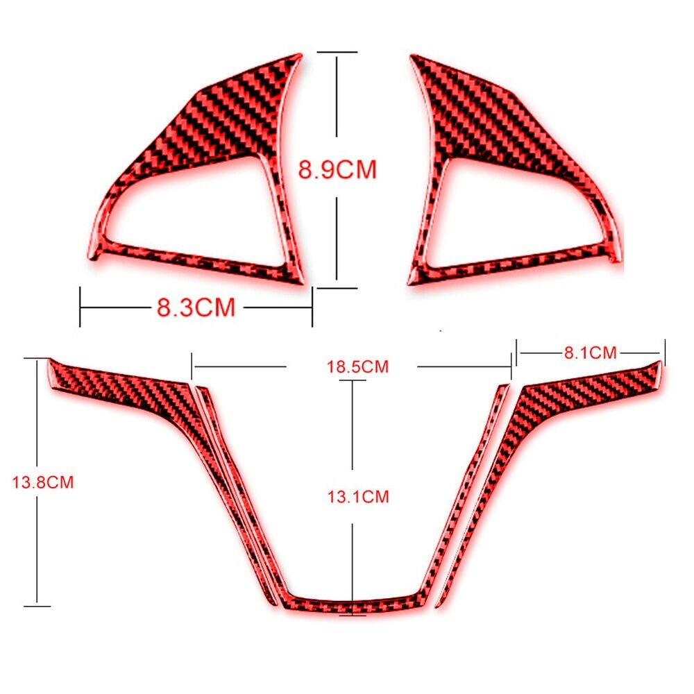 5x Red Carbon Fiber Steering Wheel Cover Trim For Camaro 2010-2015 New n