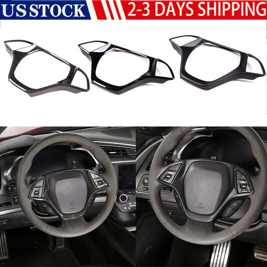 Interior car steering wheel cover trim accessory suitable for Corvette C7 2014-2019 Q