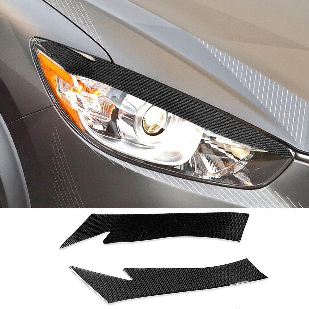 2¡ÁCarbon Fiber Front Headlight Eyelids Eyebrow Trim for Mazda CX-5 CX5 2013-2016