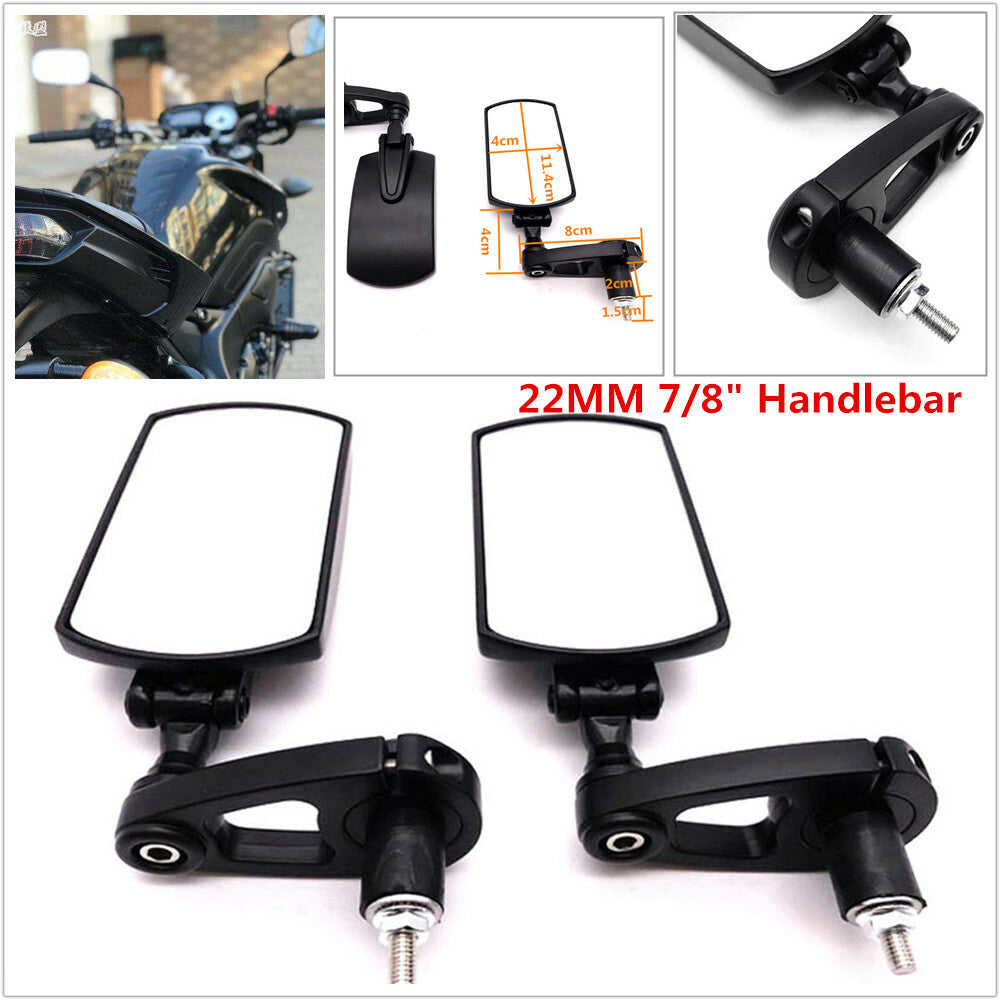 2pcs 22mm Universal Aluminum Square Rearview Side Mirrors for Motorcycles n