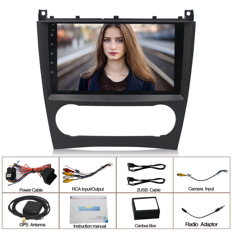 Suitable for C-Class W203 9-inch Android 10.1 car player with FM radio, GPS, and Wi-Fi. n