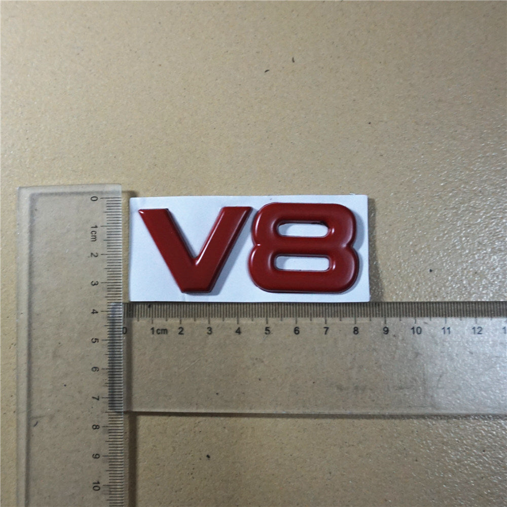 1x Red V8 Matte Small Metal Badge Emblem Decal Sticker 3D Engine Racing Auto Sep Q