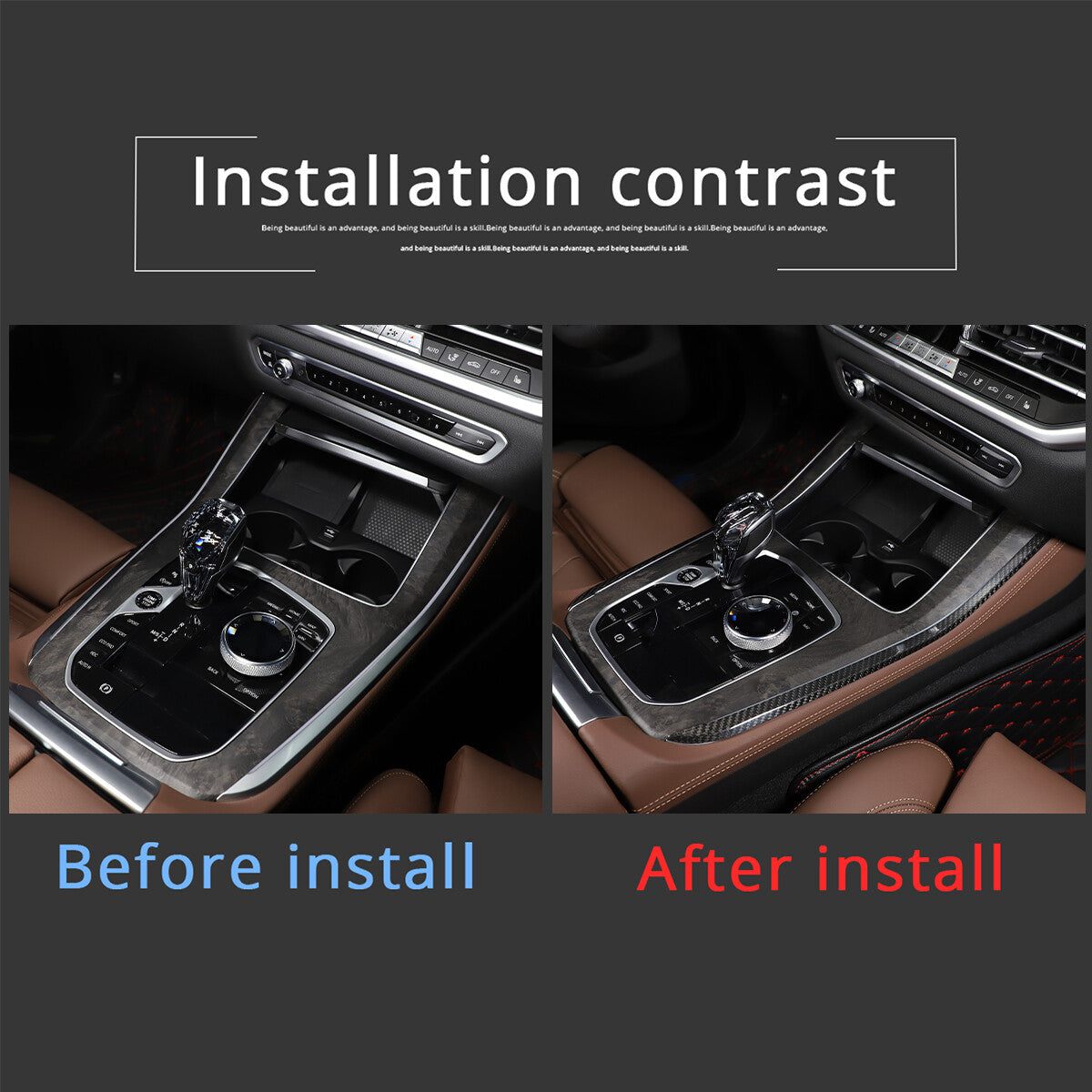 Left + Passenger Side Dashboard Trim Decal Carbon Fiber for Infiniti Q50 Q60 14-22- v