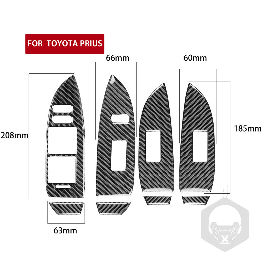 For Toyot@ Prius 2012-15 RHD Window Lift Switch Button Panel Trim Carbon Fiber¡Á8