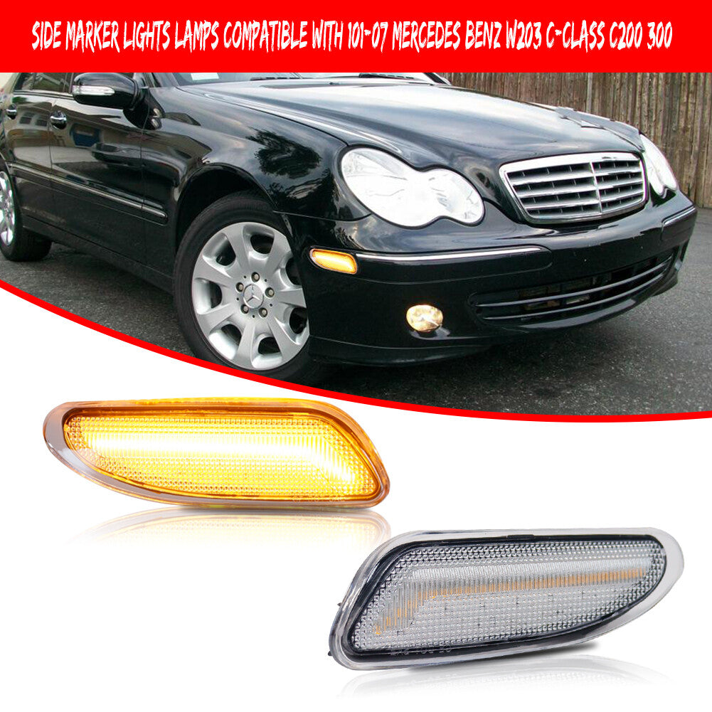 Suitable for 01-07 W203 C Class C200 300 Clear Amber Side Marker LED Light - v