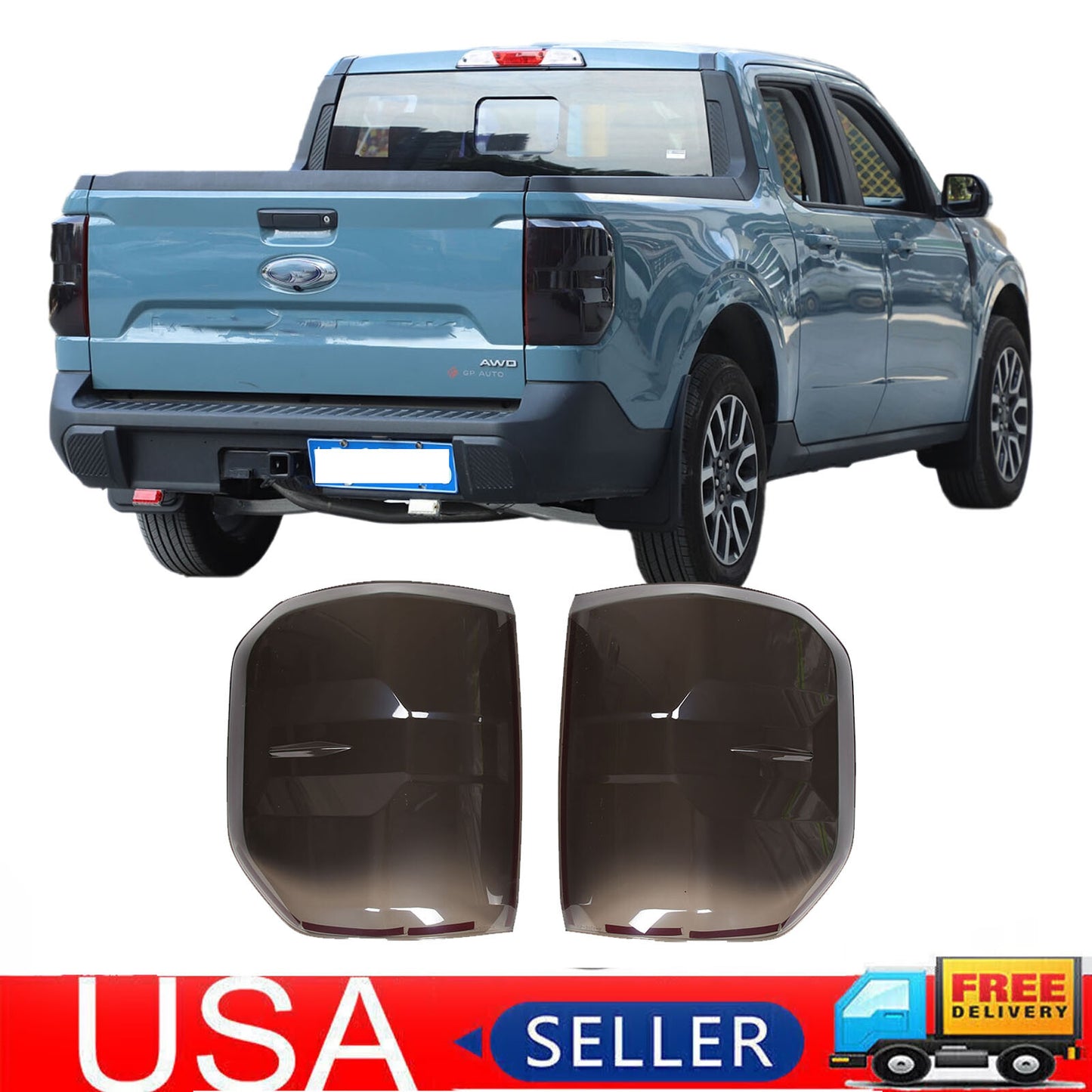 Smoke Black Look taillight cover trim  for ford  Maverick 202-2024 L&R