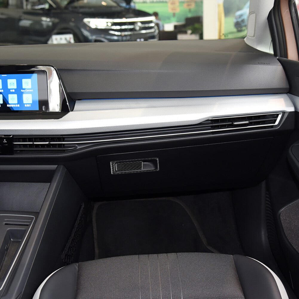 2Pcs Glove Box Button Handle Panel Carbon Fiber Trims for VW for Golf 8 MK8 GTI 2021