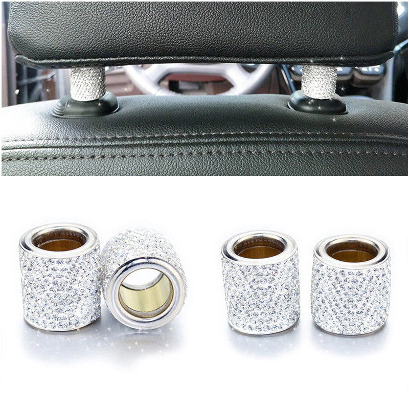 4pcs Diamond Jewelry Crystal Car Headrest Collar Interior Decoration Column Grand- n