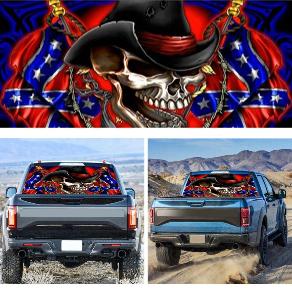 53In Horror 3D Skull Transparent Pickup Truck Car Rear Window Vinyl Sticker