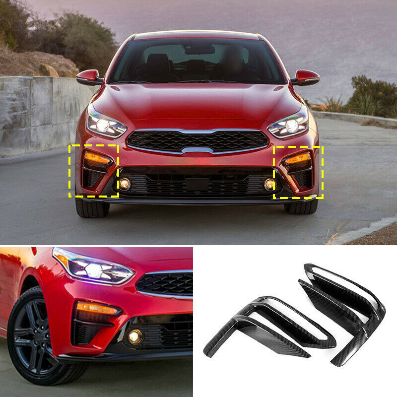 for Kia Forte Sedan 2019-21 Carbon Fiber Front bumper Fog Light Lamp Cover Trim