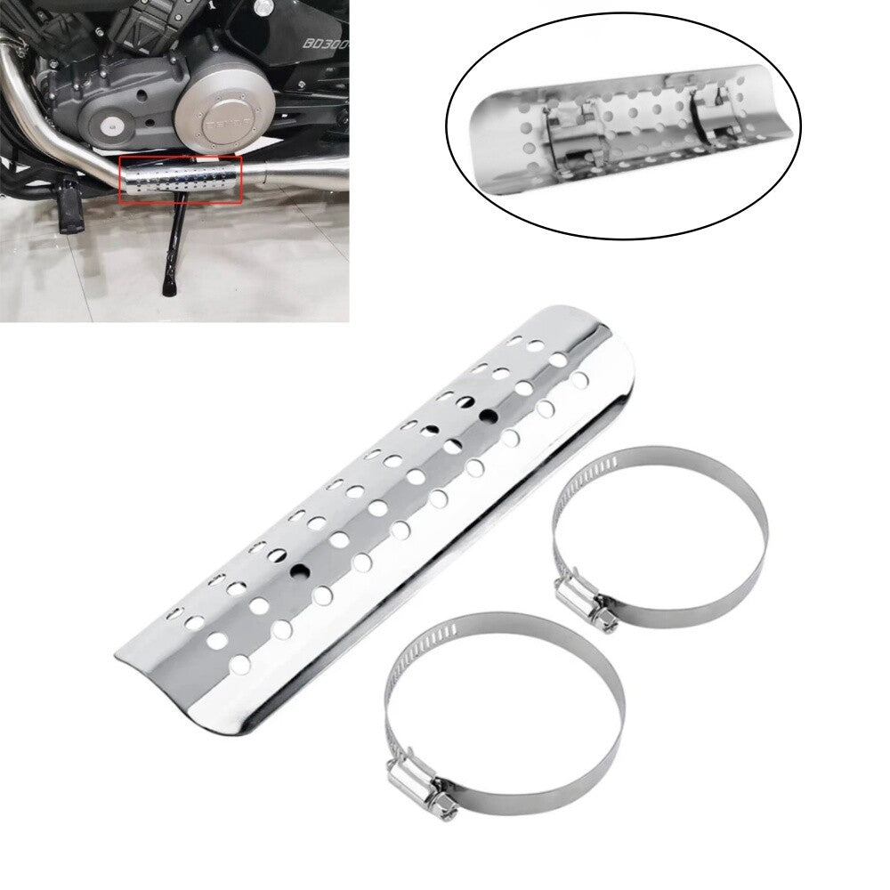 Universal Chrome Exhaust Muffler Pipe Heat Shield Cover Heel Guard Motorcycle