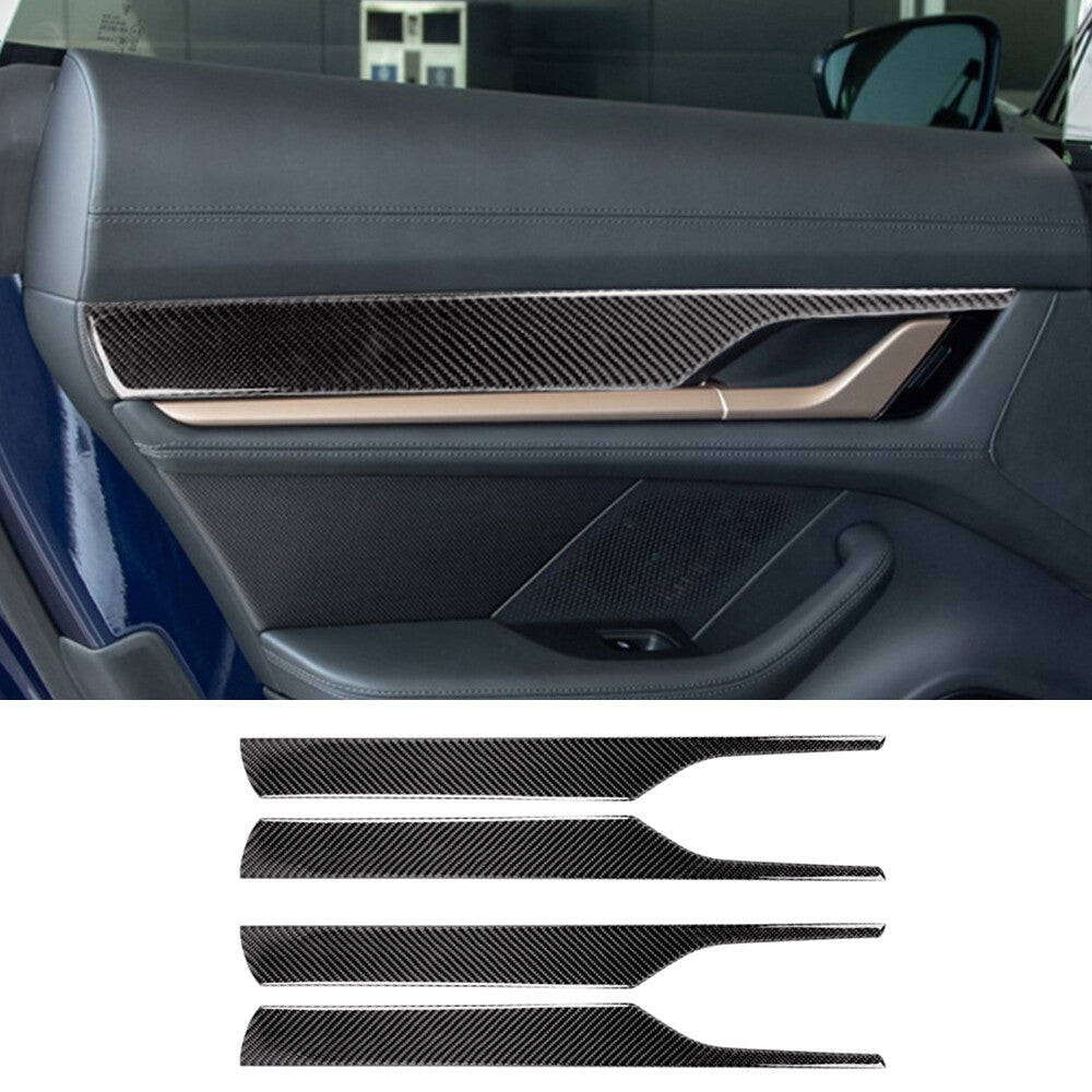 4Pcs Carbon Fiber Interior Door Panel Decorative Trim for Porsche Taycan 2019-22